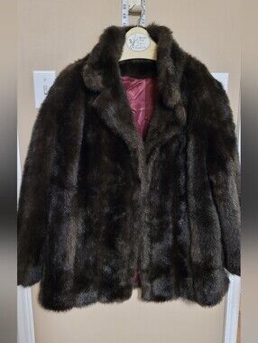 Vintage Dark Brown Faux Fur Coat. Limited Edition.
